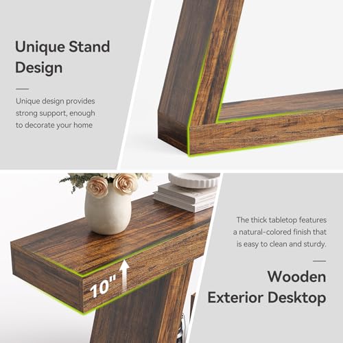 LITTLE TREE 55-Inch Sofa Table with Storage, Farmhouse Console Table for Home, Rectangular Wooden Entryway Furniture for Living Room, Bedroom, Office, Hallway, Brown LITTLE TREE
