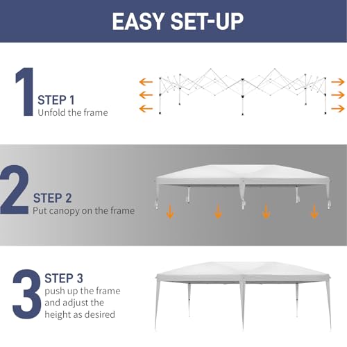 Outvita 10x20ft Ez Pop Up Outdoor Canopy Tent, Portable Commercial Instant Tent with Carry Bag for Party Wedding Birthday BBQ Events Outvita