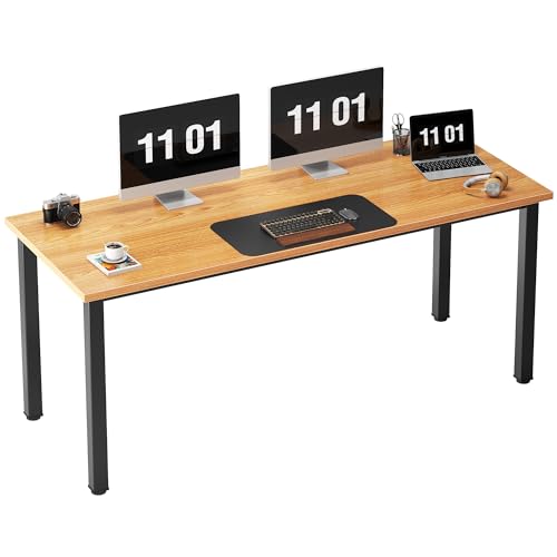 Need 63 Inch Large Computer Desk - Modern Simple Style Home Office Gaming Desk, Basic Writing Table for Study Student, Black Metal Frame, Teak Need