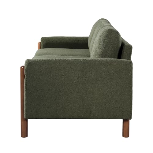 Christopher Knight Home Yadil Teddy Fleece Upholstered 3 Seater Sofa Couch, Wooden Home Sofa Living Room, Comfy Cloud Couch for Bedroom, Home Office, Olive Green Christopher Knight Home