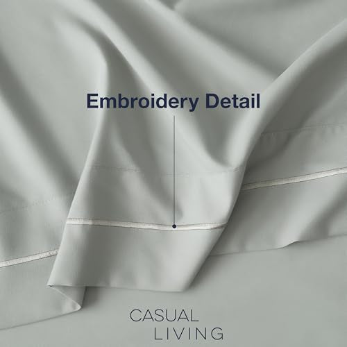Casual Living Twin Sheets Set 3 Piece Cooling Sheets with 1 Pillowcase Soft Microfiber Hypoallergenic Washable Bed Set Deep Pocket Lightweight Bedding Elasticized for Dorm or Bunk, Twin, Sage Green CASUAL LIVING
