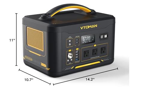 VTOMAN Jump 1500X Portable Power Station 1500W (3000W Peak), 828Wh LiFePO4 (LFP) Battery Powered Generator with Expandable Capacity, 3x Pure Sine Wave 1500W AC Outlets, 2xPD 100W, 3x Regulated 12V DC VTOMAN
