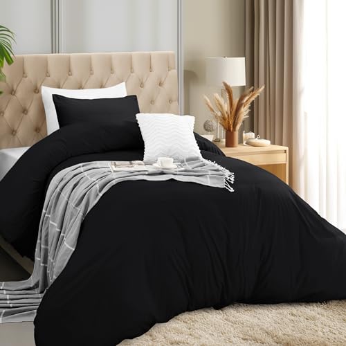 Utopia Bedding Duvet Cover Set with Pillowcases- 2 Pieces Bedding Duvet Cover with Zipper Closure - 1 Duvet Cover with 1 Pillow Sham - Soft Brushed Microfiber (Twin/Twin XL, Black) Utopia Bedding