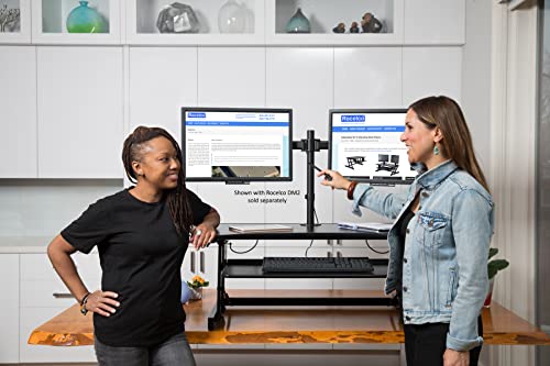 Rocelco 37.5" Deluxe Height Adjustable Standing Desk Converter - Quick Sit Stand Up Dual Monitor Riser - Gas Spring Assist Computer Workstation - Large Retractable Keyboard Tray - Black (R DADRB) Rocelco