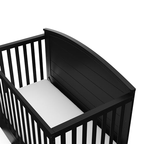 Graco Bellwood 5-in-1 Convertible Crib with Drawer (Black) - GREENGUARD Gold Certified, Full-Size Storage Drawer, Converts to Toddler Bed and Full-Size Bed STORK CRAFT