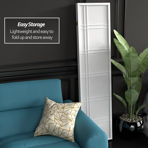 Red Lantern 6 ft. Tall Double Cross Shoji Screen - White - 3 Panels Red Lantern