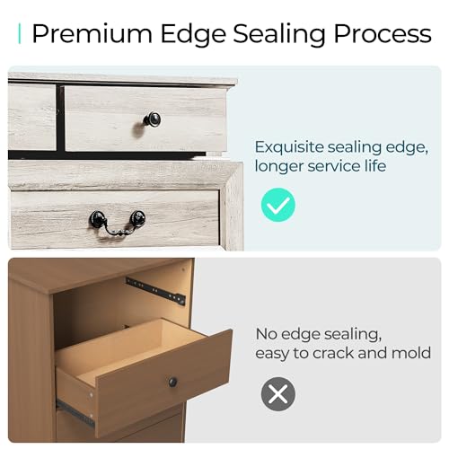 LINSY HOME Drawers Dresser for Bedroom, Wood Bedroom Dresser Farmhouse Drawer Chest, Tall Dresser for Closet, Dressers Organizer for Living Room, Closet, Hallway LINSY HOME