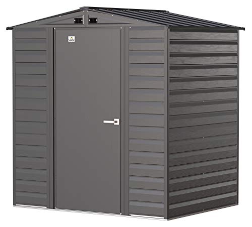 Arrow Select 6' x 5' Outdoor Lockable Steel Storage Shed Building, Charcoal Arrow