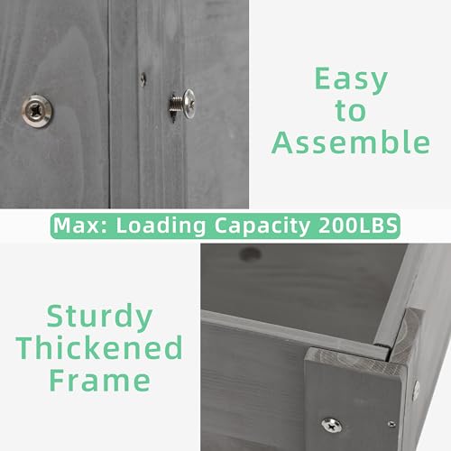 31x31x16 inch Raised Garden Bed with Legs, Elevated Wooden Planter Box for Outdoor Plants Flowers Fruits Vegetable Herb Growing Mederla