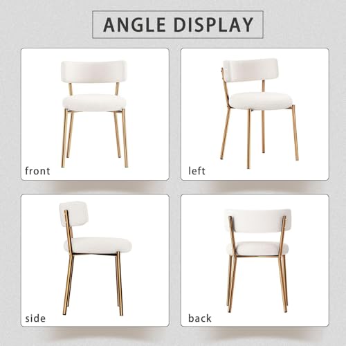HAIZAO Gold Round Glass Dining Table Set for 4, 36'' Small Modern Kitchen Table Set with 4 White Gold Boucle Upholstered Dining Chairs, 5 Piece Luxury Dining Room Set, Easy Assemble HAIZAO