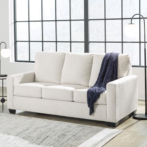 Signature Design by Ashley Rannis Coastal 2-in-1 Sofa Sleeper with Folding Gel Memory Foam Mattress, Full, White Signature Design by Ashley