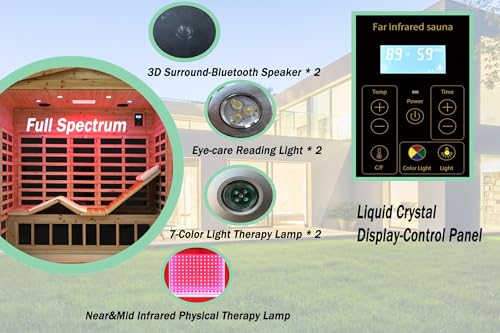 LTCCDSS Full Spectrum Outdoor Far Infrared Sauna 3-Person - Low EMF Sauna for Home - Near&Mid-IR Light, Bluetooth Speakers, LED Reading Lamps, Blundled Steam Sauna (81.1 * 45 * 83.5 inch LTCCDSS