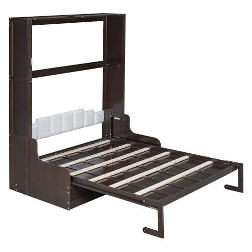 GYYBED Queen Size Murphy Bed with Cushion - Space-Saving Wall-Mounted Design, Dual Purpose for Home Office/Small Bedroom (Espresso) GYYBED