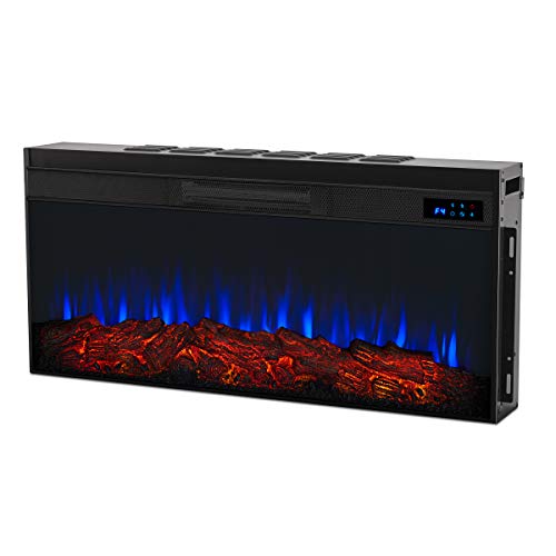 Real Flame Landscape Electric Firebox, Replaceable Fireplace Heater, Realistic Log and Flame Effect, Timer Real Flame
