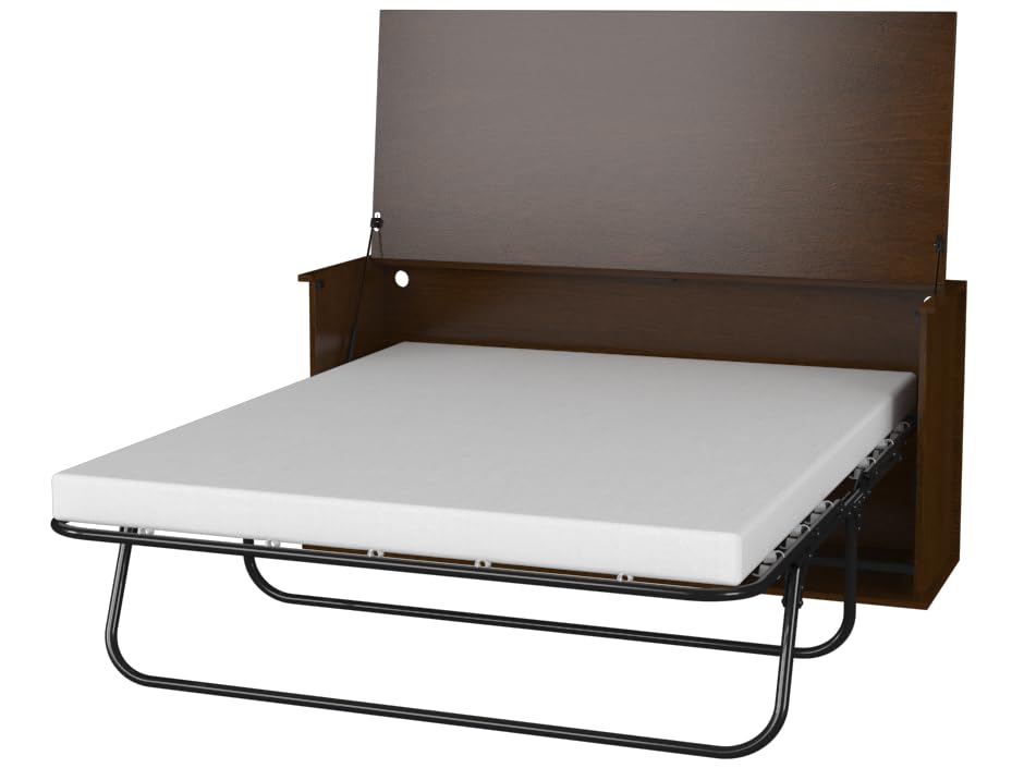 Leto Muro Orion Console Bed with Desk | Murphy Cabinet Bed Queen with Mattress Perfect Multipurpose Space-Saving Furniture (Walnut) Leto Muro