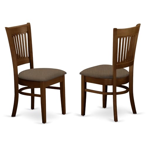 HomeStock Linen White Dining Table Set with 6 Wooden Chairs - Oval Kitchen Table Espresso/37 Chair HomeStock