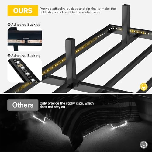 Aelawe Floating Bed Frame Queen Size with LED Lights and Charging Station, Metal Platform Bed, Easy Assembly No Box Spring Needed Aelawe