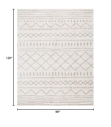 SAFAVIEH Area Rug 8x10 - Arizona Shag Collection - Large - Ivory & Beige, Moroccan Boho Design, Non-Shedding & Easy to Clean, Ideal for Living Room, Bedroom, Dining Space (ASG741A) SAFAVIEH