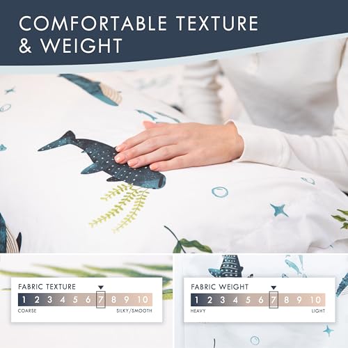 Where The Polka Dots Roam Nautical Ocean Queen Bedding Set - 4 Piece Super Soft Kids Bed Set with Fitted Sheet, Flat Sheet, and Pillowcases - Underwater Sea Creatures Design for Boys Girls Room Décor Where The Polka Dots Roam