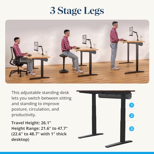 UPLIFTDESK V3 2-Leg Walnut Laminate Wood Standing Desk – Adjustable Height, Advanced 1-Touch Memory Keypad, Under Desk Cable Management, Wire Grommets & Rocker Board (Black C-Frame, 60 x 30 inch) UPLIFTDESK