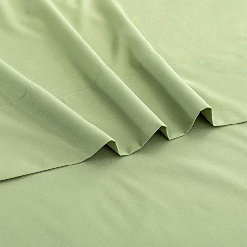 Sfoothome Top Sheet Single - Premium 1500 Ultra-Soft Collection - Wrinkle Resistant, Easy Care (Full, Sage Green) Sfoothome