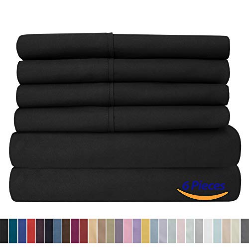 Twin Size Bed Sheets - 4 Piece 1500 Supreme Collection Fine Brushed Microfiber Deep Pocket Twin Sheet Set Bedding - 1 EXTRA PILLOW CASES, GREAT VALUE, Twin, Black Sweet Home Collection
