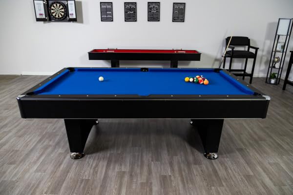Hathaway Hustler 7 Ft Tournament Pool Table – Includes Cue Sticks, Billiard Balls, Automatic Ball Return – Perfect for Competitive Players and Family Games Room – Blue Felt with Black Finish Hathaway