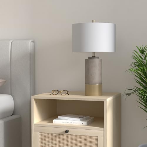 SAFAVIEH Lighting Collection – Set of 2 Modern Contemporary Farmhouse Grey Concrete & Gold 24-Inch Table Lamps for Bedroom, Living Room, Home Office, LED Bulbs Included (LIT4451A-SET2) SAFAVIEH