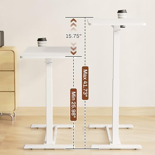 FLEXISPOT Mobile Standing Desk with Wheels Pneumatic Laptop Desk Rolling Computer Cart Movable Height Adjustable Small Sit Stand Desk Computer Workstations Home Use(27.6" W x 15.7" D,White FLEXISPOT