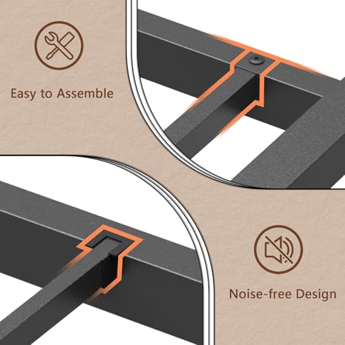 OURPIC Twin Bed Frames for Kids, Metal Platform Bed Frame Twin Size with Charging Station and LED Lights, Upholstered Headboard and Storage Shelf, No Box Spring Needed, Easy Assembly OURPIC