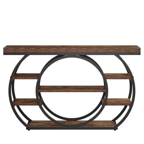 Tribesigns 47" Console Table for Living Room, 5-Tier Industrial Entryway Table with Metal Frame, Narrow Sofa Table Behind Couch Accent Tables for Entryway, Hallway, Foyer, Rustic Brown Tribesigns