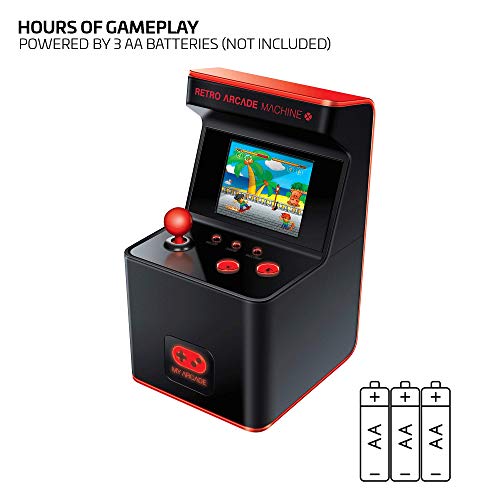 My Arcade Retro Arcade Machine X Playable Mini Arcade: 300 Retro Style Games Built In, 5.75 Inch Tall, AA Battery Powered, 2.5 Inch Color Display, Illuminated Buttons, Speaker, Volume Control My Arcade