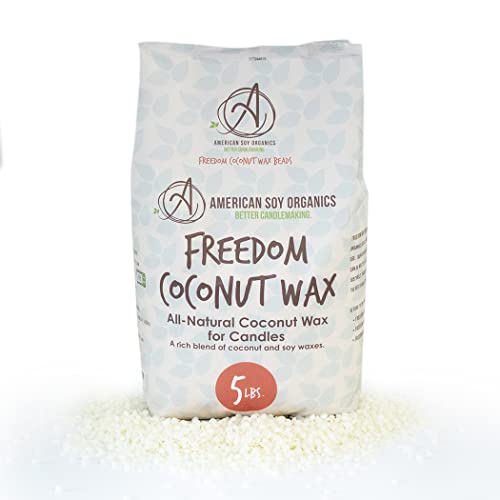 American Soy Organics Freedom Coconut Soy Wax Beads for Candle Making - Natural Candle Making Supplies - Paraffin-Free,Beeswax-Free Coconut Candle Wax for Container Candles,Tealights, Wax Melts 5 lbs American Soy Organics