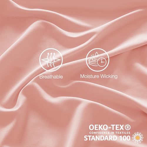 Twin XL Sheet Sets Pink Cooling Single Hypoallergenic Bed Sheets Microfiber Dorm Bedding Wrinkle Free Extra Deep Pocket Sheets & Pillowcases Soft Elegant Comfort Oeko-Tex Summer Bedsheets Yibeizi
