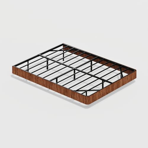 Bellemave Queen Floating Bed Frame with LED Lights, Walnut Wood Floating Bed Frame Queen, Wave Curve Wood Texture Bed with Heavy Duty Metal Slats Bellemave
