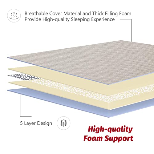 MAXYOYO Japanese Floor Futon Queen Size, Thicken Tatami Mat Sleeping Pad Foldable Roll Up Mattress Trifold Pad Guest Bed, Off White MAXYOYO