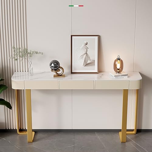 XTRYBHD Modern Console Table with Drawers, Sintered Stone Sofa Table with Storage, Hallway Table, for Hallway, Living Room, Bedroom(Size:47.2in/120cm) XTRYBHD