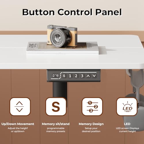 JYLH JOYSEEKER Small Standing Desk, 32" ×20" Electric White Standing Desk, Height Adjustable Compact Sit Stand Workstation with Splice Board, Home Office Desk with 2 Hooks JYLH JOYSEEKER