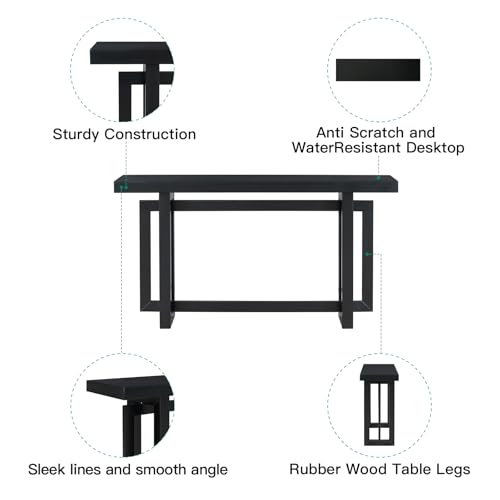 Sailret Solid Wood Console Table, 59.1 Inch, Extra Long Entryway, Table Sofa Table for Entryway, Hallway Living Room, Foyer, Contemporary Minimalist Style, Easy Assembly, Black Sailret