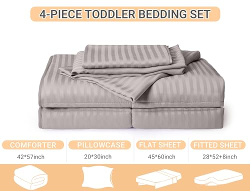 ZPECC Toddler Bedding Set - 4 Piece Hypoallergenic Baby Crib Bedding Set for Boys and Girls, Includes Toddler Comforter, Flat Sheet, Fitted Sheet and Pillowcase, Ashes of Roses ZPECC