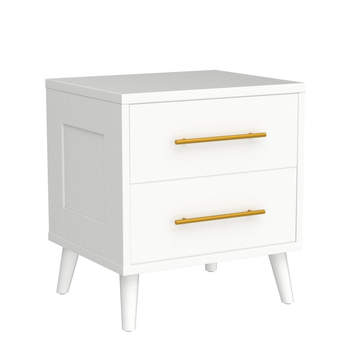 Aiho Nightstand, Bedside Table with Metal Handles, Modern Wood Night Stand 2 Drawer Dresser for Bedroom, White Nightstand Aiho