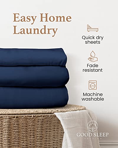 Good Sleep Bedding Twin XL Fitted Sheet - Single Fitted Sheet, 800 Thread Count, Egyptian Cotton Extra Long Twin, 16 Inch Deep Pocket, Soft & Breathable Dorm Sheets - Navy Blue Good Sleep Bedding