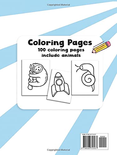 Coloring Book Toddlers: Hardcover 100 Things & Animals Learn and Fun Big and Jumbo for Kids Ages 1-4, 3-5 (First coloring book for toddlers) Majosta