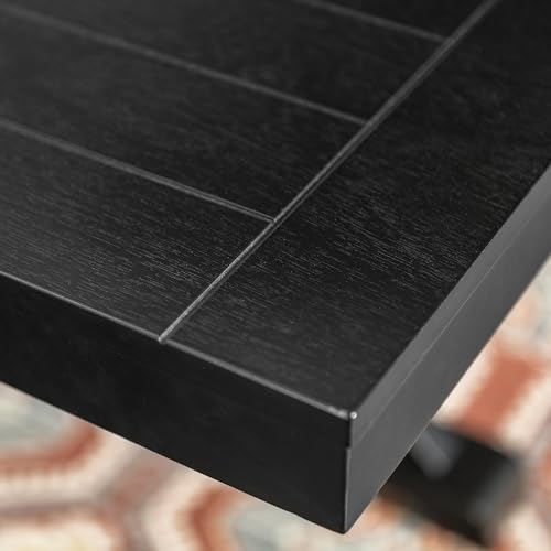 Walker Edison 6 to 8 Person Wood Modern Farmhouse Expandable Dining Room Table with Leaf Kitchen Dining Chairs, 60 Inch, Antique Black Walker Edison