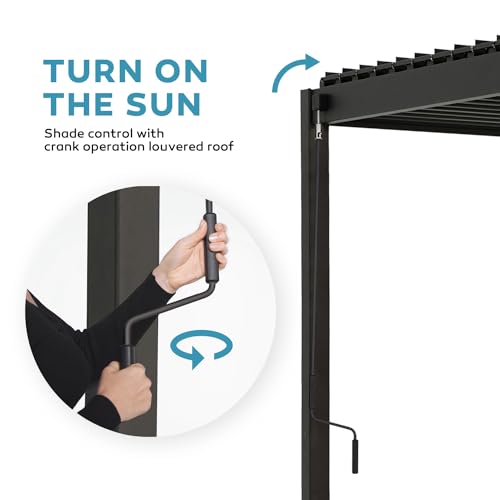 MIRADOR 80S Louvered Pergola 10' x 20', Modern Style with Adjustable Louvers and Integrated Drainage System for Deck Garden Yard, Easy Installation, Plus Size, Charcoal MIRADOR