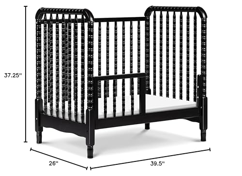 DaVinci Jenny Lind 3-in-1 Convertible Mini Crib in Ebony, Removable Wheels, Greenguard Gold Certified DaVinci
