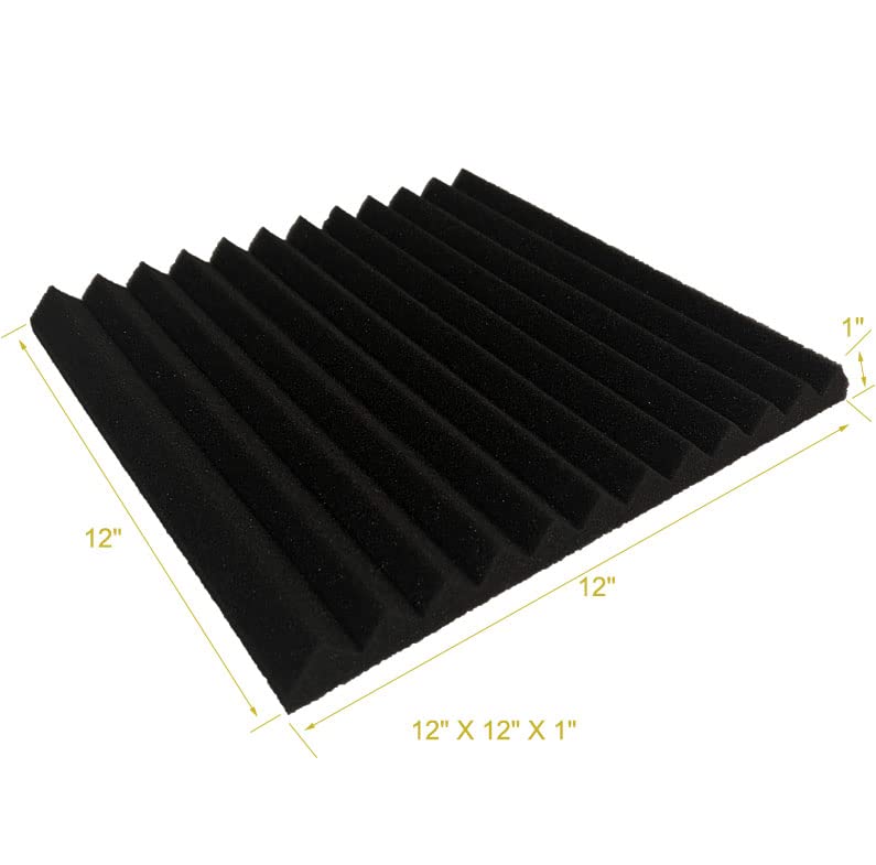 52 Pack Black red 1" x 12" x 12" Acoustic Wedge Studio Foam Sound Absorption Wall Panels XIN&LOG