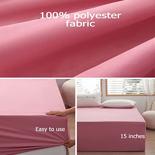 Bedding Twin Size Fitted Sheet Only - Deep Pocket - Fits 15inches Bed Matress Sheet- Bottom Sheet - Soft and Microfiber-Easy Care - Lotus Root Starch rushrushlulu