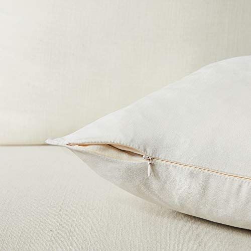 Fancy Homi Ivory 26x26 Pillow Covers Set of 2, Euro Pillow Sham 26x26, Super Soft Faux Suede Square Solid Big Cream Throw Pillow Covers for Couch Bedroom 66x66 cm Fancy Homi