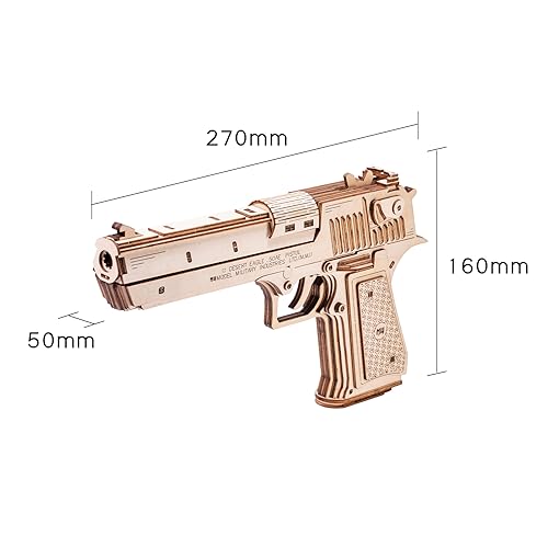 MU 3D Wooden Puzzle for Adults Model kit Building Wood Desert Eagle, Toy Wooden Puzzles Gun, DIY Kits for Men Gifts Birthday Collectible Hobbies Kit